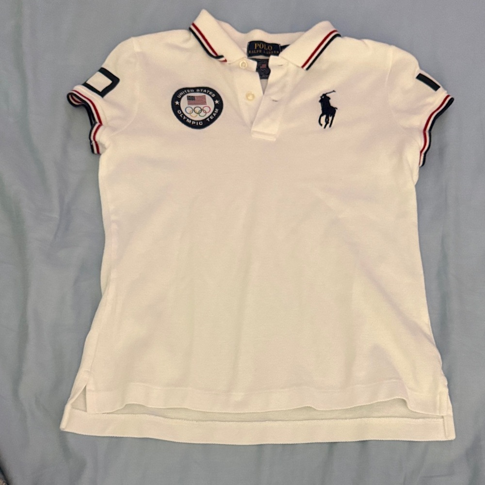 Polo by Ralph Lauren Kids M White olympic USA 2016 half buttoned pullover